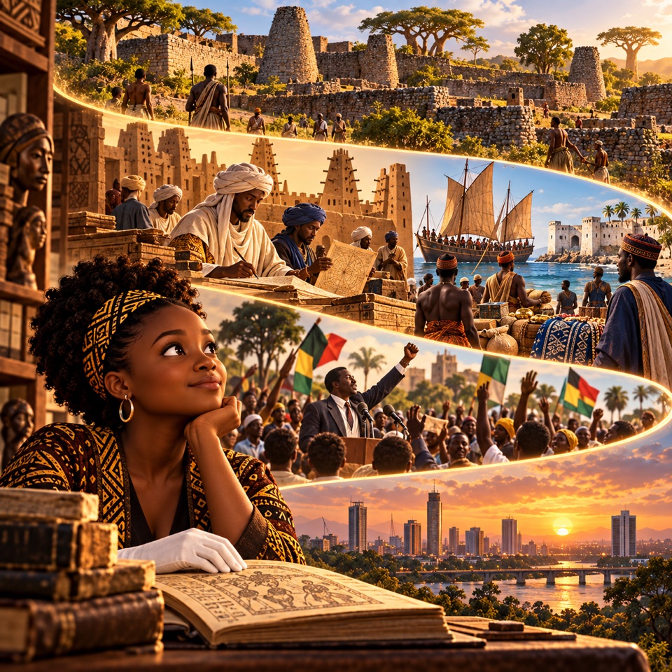 Illustrated African history scene